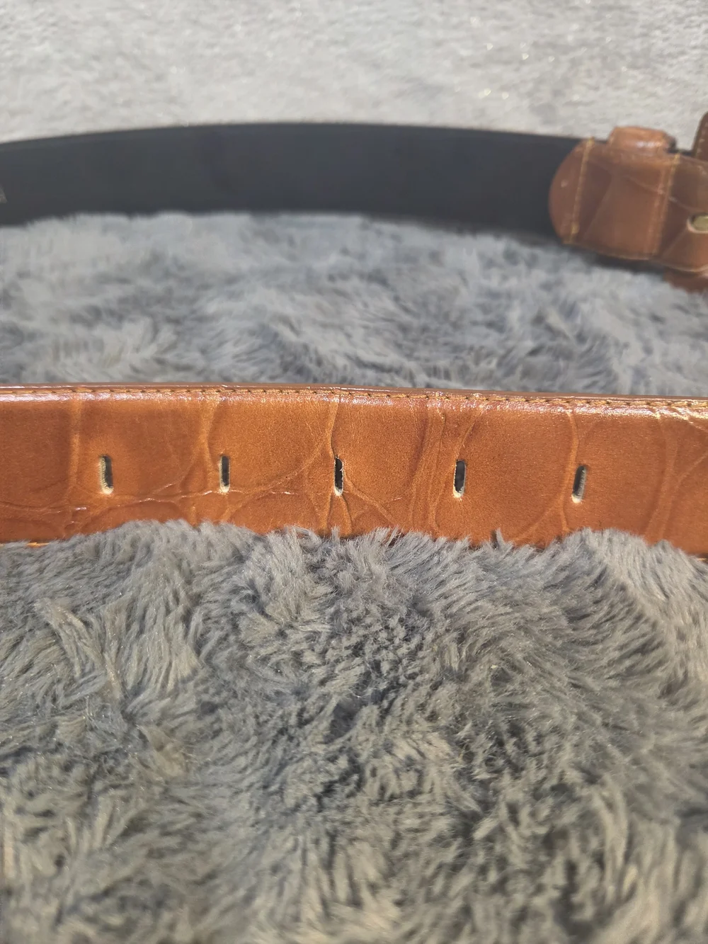 Amanda Smith Croc-Embossed Tan Belt with Covered Buckle